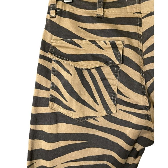 Nili Lotan Women's Coyote Black Brown Jenna Pants Size 0 Frayed Hem Animal Print - Picture 6 of 6